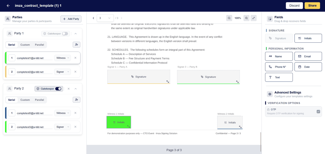 IMZA signing workflow builder